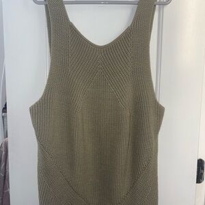 Express Green Ribbed Sleeveless Tank Top